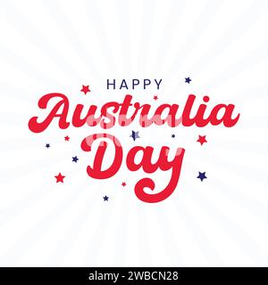 Glückliche Australien Tag Vektor Typografie Illustration mit roten und blauen Sternen auf weißem Hintergrund. 26. Januar Australien Tag Hand gezeichnet Buchstaben Vektor Stock Vektor