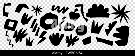 Sammlung schwarzer geometrischer Freiformen. Doodle Design-Elemente Stock Vektor