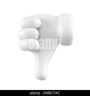 Weiße Emoji-Hand mit ungünstiger Geste isoliert. Gesten Symbol, Symbol, Signale und Gebärdenkonzept. 3D-Rendering. Stockfoto