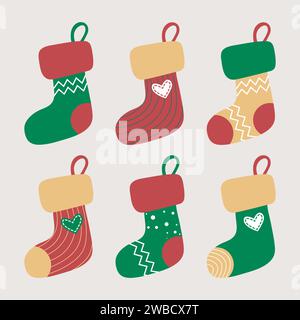 Winteraccessoires. Socken für den Kamin Stock Vektor