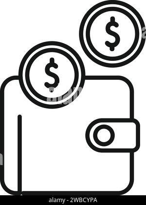 Symbol für Geldbörse-Unterstützung für den Umrissvektor. Helfen Sie bei der Online-Finanzierung. Zuschuss Stock Vektor