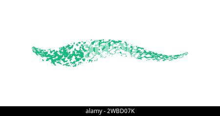 Handgezeichnet einfache wellige grüne Linie, gezeichnet mit Wachsmalstift, Kreide oder Holzkohle. Ungleichmäßige, trockene Textur zum Unterstreichen oder Hervorheben von Text. Bleistiftlinie, Stock Vektor