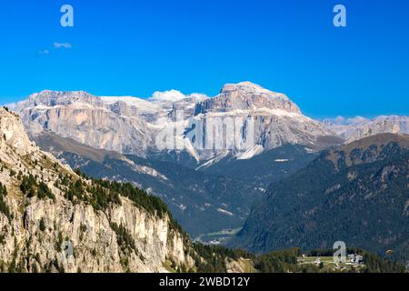 Blick von Rosengarten zur Marmolada-Gruppe, dolomiten, Südtirol Stockfoto