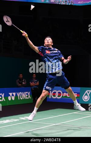 Axiata Arena, Kuala Lumpur, Malaysia. Januar 2024. Kenta Nishmoto (JPN), 10. JANUAR 2024 - Badminton: PETRONAS Malaysia Open 2024 1. Runde in der Axiata Arena, Kuala Lumpur, Malaysia. Quelle: Itaru Chiba/AFLO/Alamy Live News Stockfoto