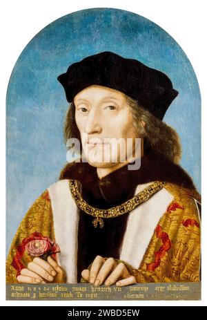 Heinrich VII., Portrait of King Heinrich VII. Von England (1457–1509), Ölgemälde auf Tafel eines unbekannten niederländischen Künstlers, 1505 Stockfoto