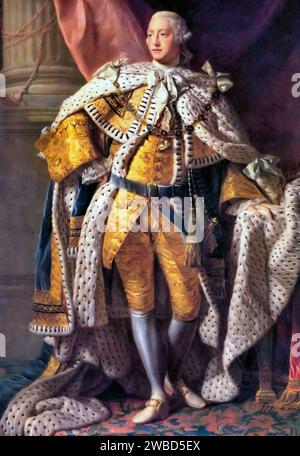 Georg III. (1738–1820), König von Großbritannien und Irland in Krönungsroben, Porträtmalerei in Öl auf Leinwand von Allan Ramsay, nach 1761 Stockfoto