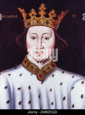 König Richard II. Von England (1367–1400), regierte (1377–1399), Porträtgemälde in Öl auf Tafel von unbekanntem Künstler, 1500-1599 Stockfoto
