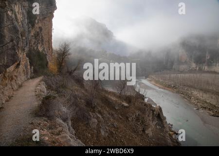 Ein malerischer Blick auf das Naturschutzgebiet Congost de Mont-rebei in Spanien. Stockfoto