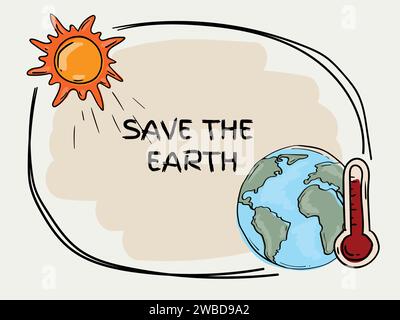 Farbige handgezeichnete Illustration zum Thema Klimawandel und globale Erwärmung. Stock Vektor