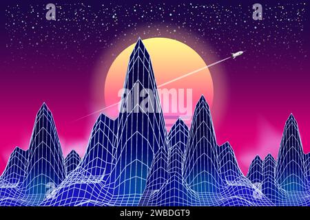 Synthwave Retro-Banner Vaporwave ästhetischer Hintergrund Stock Vektor