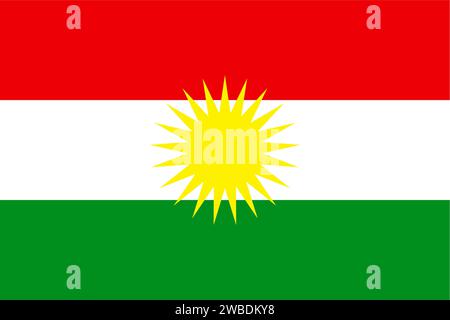 Flagge von Irakisch Kurdistan. Flaggensymbol. Standardfarbe. Standardgröße. Eine rechteckige Markierung. Computerdarstellung. Digitale Illustration. Vektorillustratio Stock Vektor