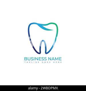 Abstrakte Farbverlaufsfarbe Zahnärztliches Logo, Zähne Zahn Vektor Symbol. Verlaufende Dentallogografik. Pflege, sauber, gesund, Kinder, Schutz Stock Vektor