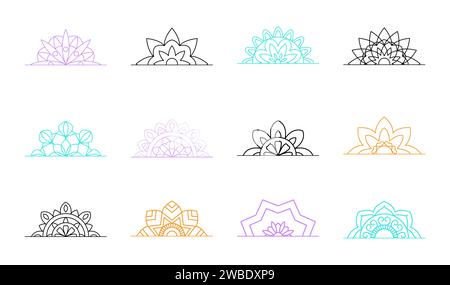 Geometrisches Mandala Set Blumen-Yoga-Symbol Logo-Symbol Stock Vektor
