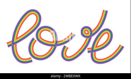 Love Lettering LGBTQ Regenbogenflagge Vektor Illustration Stock Vektor