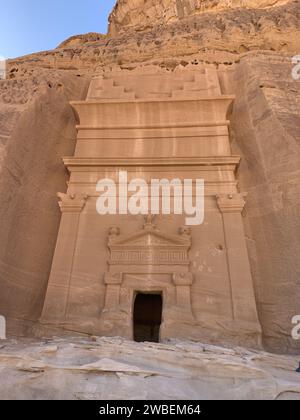 Die Gräber von Hegra (alias Mada'in Salih oder Al-Hijr), der antiken Stadt des Nabatäischen Reiches in der Nähe von Al-Ula, Saudi-Arabien Stockfoto