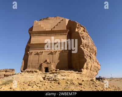 Die Gräber von Hegra (alias Mada'in Salih oder Al-Hijr), der antiken Stadt des Nabatäischen Reiches in der Nähe von Al-Ula, Saudi-Arabien Stockfoto