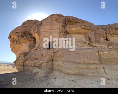 Die Gräber von Hegra (alias Mada'in Salih oder Al-Hijr), der antiken Stadt des Nabatäischen Reiches in der Nähe von Al-Ula, Saudi-Arabien Stockfoto