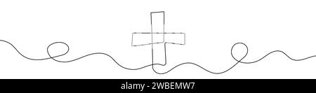 Fortlaufende editierbare Linienzeichnung des Krankenhaussymbols. Medizinisches Kreuzsymbol in einer Zeile. Stock Vektor