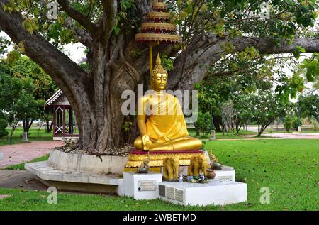 Ayutthaya, Buddha-Statue auf dem Bang Pa-in Palast. Phra Nakhon Si Ayutthaya, Thailand. Stockfoto