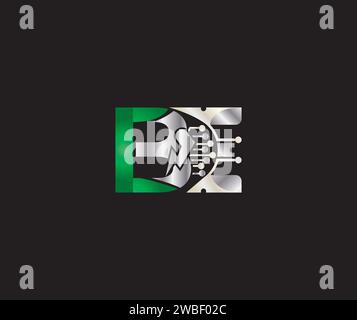 BE Letter Logo Design Grün oder Silber Creative Technology Electric Energy Logo Stock Vektor