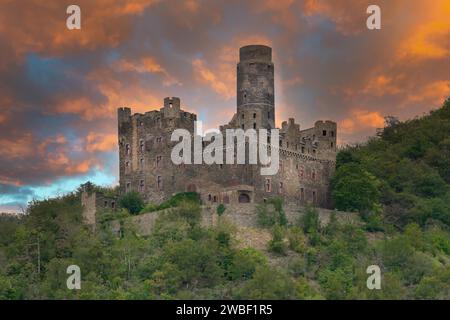 Blick auf das Schloss Maus, Wellmich, Rheinland-Pfalz, Deutschland Stockfoto