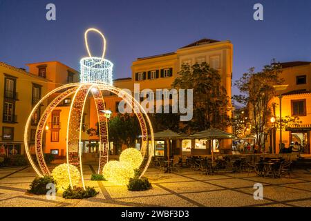 Madeira Funchal Madeira Funchal Weihnachtsbeleuchtung auf der Rua Sabao im Stadtzentrum von Funchal Madeira Portugal EU Europa Stockfoto