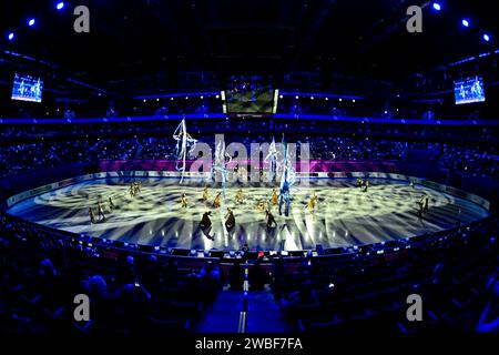 Eröffnungszeremonie bei der ISU Eiskunstlauf-Europameisterschaft 2024 in der Algiris Arena am 10. Januar 2024 in Kaunas, Litauen. Quelle: Raniero Corbelletti/AFLO/Alamy Live News Stockfoto
