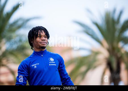 Oliva, Spanien. Januar 2024. Gent's Gift Emmanuel Orban, fotografiert während des Wintertrainings der belgischen Fußballmannschaft KAA Gent, in Oliva, Spanien, Mittwoch, den 10. Januar 2024. BELGA FOTO JASPER JACOBS Credit: Belga News Agency/Alamy Live News Stockfoto