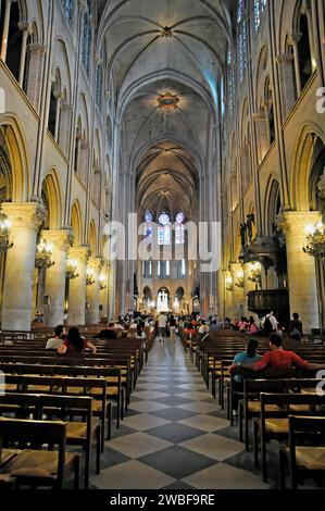 Innenansicht, Kathedrale Notre-Dame de Paris, Ile de la Cite, 4. Arrondissement, Paris, Frankreich Stockfoto