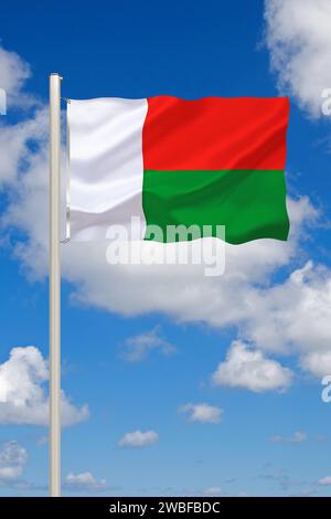 Die Flagge von Madagaskar, Land in Ostafrika, Insel, Inselstaat, Studio Stockfoto