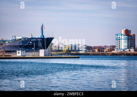 Algoma Hansa, ein Tanker für chemische Ölprodukte, wurde am 7. November 2020 in Sarnia Harbour in Ontario, Kanada angedockt Stockfoto