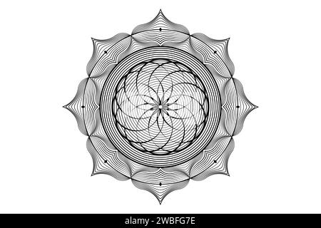 Heiliger Lotus Mandala, mystische Blume des Lebens. Heilige Geometrie, grafisches Element des Vektorlogos isoliert. Mystische Ikone Samen des Lebens, abstrakte geometrische Stock Vektor