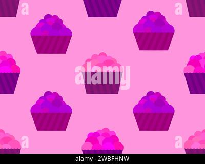Nahtloses Cupcake-Muster. Bunte Cupcakes, süßes Gebäck. Festlicher Cupcake im flachen Stil. Design von Werbemitteln, Geschenkpapier und PR Stock Vektor