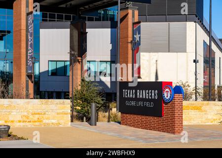 Arlington, Texas – 29. Dezember 2023: Das Globe Life Field ist die Heimat der Texas Rangers der Major League Stockfoto