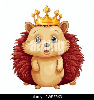 Igelkönig auf weißem Hintergrund Stock Vektor
