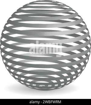 Spiralkugel aus Draht. Graues 3D-Vektorobjekt Stock Vektor