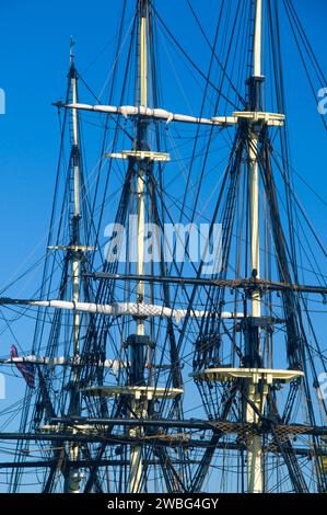 Freundschaft-Mast (Großsegler), Salem Maritime National Historic Site, Massachusetts Stockfoto