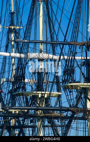 Freundschaft-Mast (Großsegler), Salem Maritime National Historic Site, Massachusetts Stockfoto