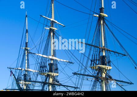 Freundschaft-Mast (Großsegler), Salem Maritime National Historic Site, Massachusetts Stockfoto