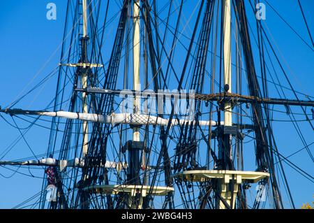 Freundschaft-Mast (Großsegler), Salem Maritime National Historic Site, Massachusetts Stockfoto