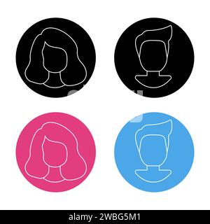 Profilsymbol. Avatarsymbole festgelegt. Silhouette des männlichen und weiblichen Gesichts. Avatar-Profil für Männer und Frauen. Vektorabbildung Stock Vektor
