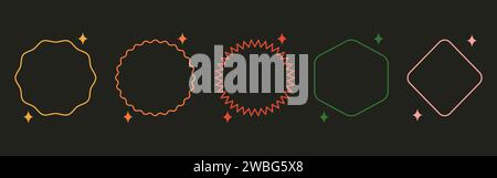 Farbenfrohe leere Retro-Sticker-Etikettenkollektion. Lustiges Paket mit Grafikelementen im y2k-Stil. Vektorabbildung Stock Vektor