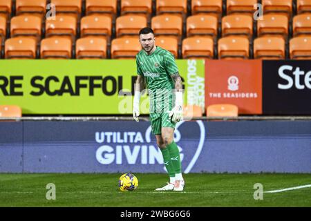 Richard O'Donnell von Blackpool während des Bristol Street Motors Trophy Matches Blackpool gegen Burton Albion in der Bloomfield Road, Blackpool, Vereinigtes Königreich, 10. Januar 2024 (Foto: Craig Thomas/News Images) Stockfoto