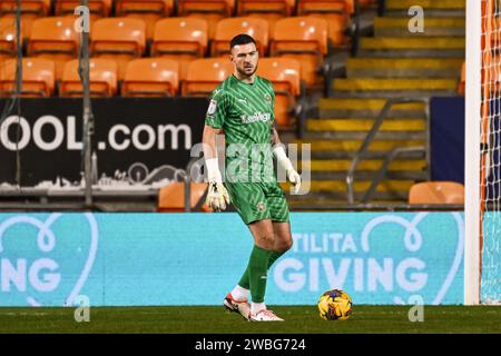 Richard O'Donnell von Blackpool während des Bristol Street Motors Trophy Matches Blackpool gegen Burton Albion in Bloomfield Road, Blackpool, Vereinigtes Königreich, 10. Januar 2024 (Foto: Craig Thomas/News Images) in, am 2024. (Foto: Craig Thomas/News Images/SIPA USA) Credit: SIPA USA/Alamy Live News Stockfoto