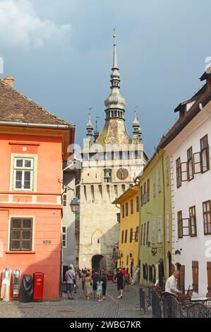 Uhrenturm (Turnul cu CEAS), Sighisoara, Siebenbürgen, Rumänien Stockfoto