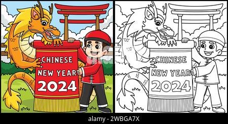 Jahr des Drachen Chinesisches Neujahr 2024 Stock Vektor
