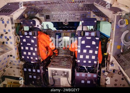 Kommandant- und Pilotenstationen. Space Shuttle Trainer Mit Crew-Fach. CCT-1. Das National Museum of the United States Air Force, Dayton, Ohio, USA. Fo Stockfoto