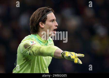 Mailand, Italien. Januar 2024. Marco Carnesecchi von Atalanta während des Spiels Coppa Italia in Giuseppe Meazza, Mailand. Der Bildnachweis sollte lauten: Jonathan Moscrop/Sportimage Credit: Sportimage Ltd/Alamy Live News Stockfoto