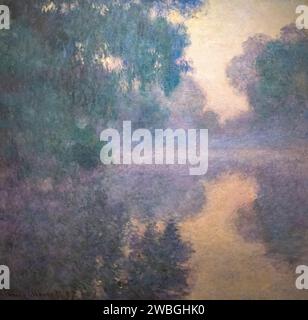 Gemälde „Wappen der seine bei Giverny, aufgehende Sonne“ von Claude Monet aus dem Jahr 1897 Stockfoto