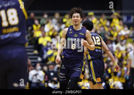 Yokohama Budokan, Kanagawa, Japan. Januar 2024. Makoto Hiejima (Brex), 10. JANUAR 2024: Basketball: Das 99. Emperor's Cup Basketball 2023-24 Viertelfinale zwischen Yokohama B-Corsairs und Utsunomiya Brex in Yokohama Budokan, Kanagawa, Japan. Quelle: Yohei Osada/AFLO SPORT/Alamy Live News Stockfoto